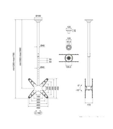 TV SET ACC CEILING MOUNT 32-75/FPMA-C340DBLACK NEOMOUNTS