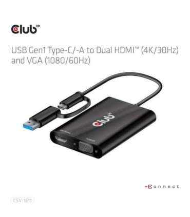 I/O ADAPTER USB-C TO HDMI/VGA/CSV-1611 CLUB3D