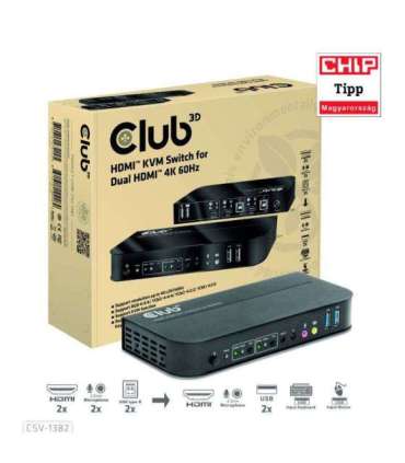 VIDEO SWITCH KVM HDMI 2PORT/CSV-1382 CLUB3D