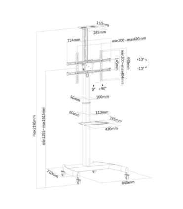 TV SET ACC FLOOR STAND BLACK/37-70" PLASMA-M1900E NEOMOUNTS