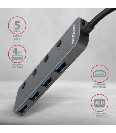 I/O USB HUB SWITCH 4PORT/0.2M HUE-MSA AXAGON