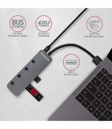 I/O USB HUB SWITCH 4PORT/0.2M HUE-MSA AXAGON