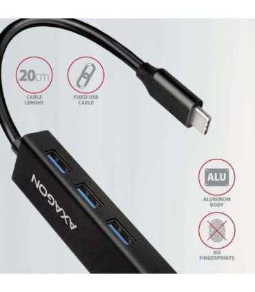 I/O HUB USB-C 4PORT GLAN/0.2M HMC-GL3A AXAGON