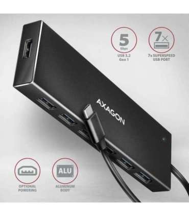 I/O HUB USB-C 7PORT FLAT/0.3M HUE-F7C AXAGON