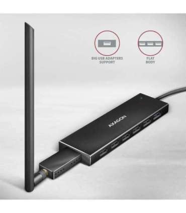 I/O HUB USB-C 7PORT FLAT/0.3M HUE-F7C AXAGON