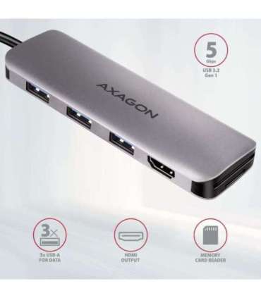 I/O HUB USB-C 5IN1/0.2M HMC-HCR3A AXAGON