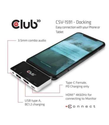 I/O HUB 4IN1 USB-C TO HDMI/100W CSV-1591 CLUB3D