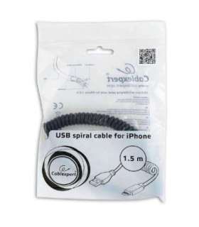 CABLE LIGHTNING TO USB2 1.5M/SPIRAL CC-LMAM-1.5M GEMBIRD