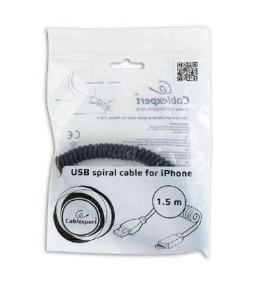 CABLE LIGHTNING TO USB2 1.5M/SPIRAL CC-LMAM-1.5M GEMBIRD