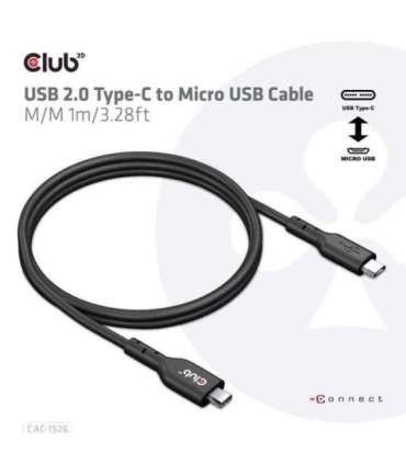 CABLE USB TO MICRO USB 1M/M/M CAC-1526 CLUB3D