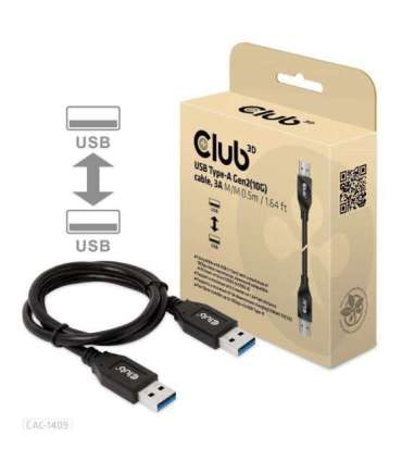 CABLE USB3.1 3A 0.5M/M/M CAC-1409 CLUB3D