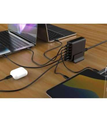 CHARGER USB UNIVERSAL 6P 75W/TA-UC-2A4C-PD75-01-BK GEMBIRD