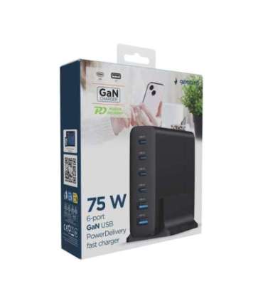 CHARGER USB UNIVERSAL 6P 75W/TA-UC-2A4C-PD75-01-BK GEMBIRD