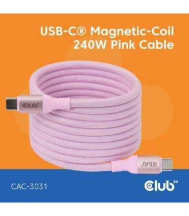 CABLE USB-C TO USB-C 2M/MAGNETIC PINK CAC-3031 CLUB3D