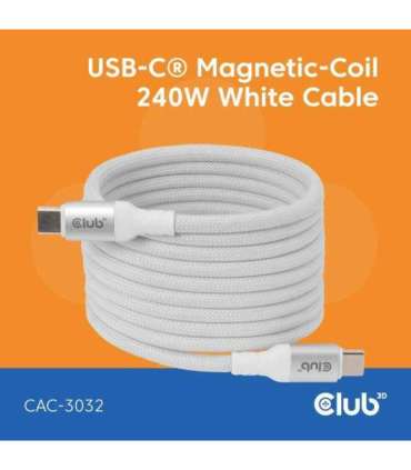 CABLE USB-C TO USB-C 2M/MAGNETIC WHITE CAC-3032 CLUB3D