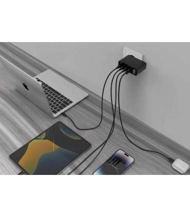 CHARGER USB 100W 4PORT GAN/TA-UC-PDQC100LCD-01-BK GEMBIRD