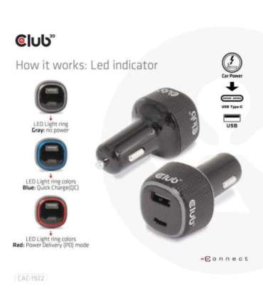 NB CHARGER CAR USB+USB-C/63W CAC-1922 CLUB3D