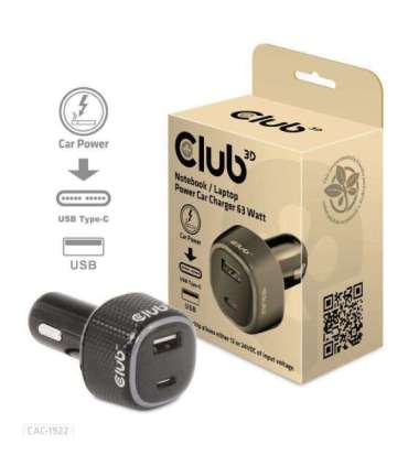 NB CHARGER CAR USB+USB-C/63W CAC-1922 CLUB3D