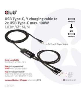 CABLE USB-C TO 2XUSB-C 1.83M/M/M CAC-1527 CLUB3D