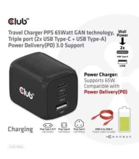 MOBILE CHARGER WALL 3PORT/GAN 65W CAC-1913EU CLUB3D
