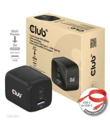 MOBILE CHARGER WALL 3PORT/GAN 65W CAC-1913EU CLUB3D
