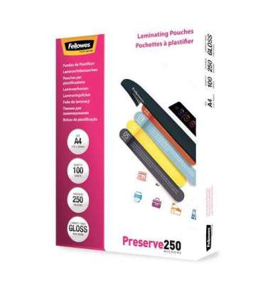 LAMINATOR POUCH GLOSSY/A4 250 100PCS 5401802 FELLOWES