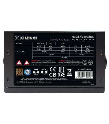 Power Supply|XILENCE|650 Watts|Efficiency 80 PLUS BRONZE|PFC Active|XN220