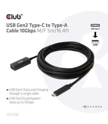 CABLE USB-C TO USB 5M/M/F CAC-1536 CLUB3D