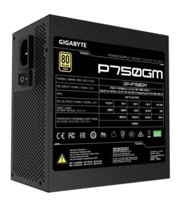 Power Supply|GIGABYTE|GP-P750GM|750 Watts|Efficiency 80 PLUS GOLD|PFC Active|MTBF 100000 hours|GP-P750GM