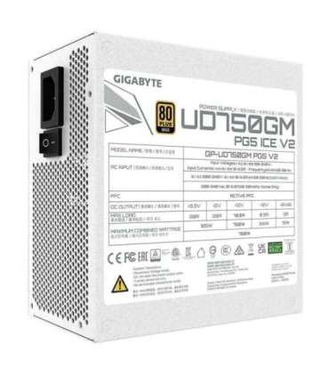 Power Supply|GIGABYTE|UD750GM PG5 ICE|ATX 3.1|750 Watts|Efficiency 80 PLUS GOLD|PFC Active|MTBF 100000 hours|GP-UD750GMPG5ICE