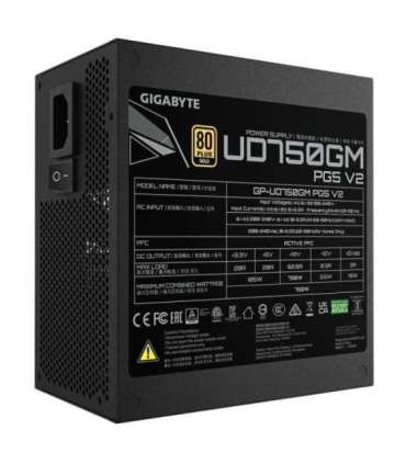 Power Supply|GIGABYTE|UD750GM PG5 V2|ATX 3.1|750 Watts|Efficiency 80 PLUS GOLD|PFC Active|MTBF 100000 hours|GP-UD750GMPG5V2
