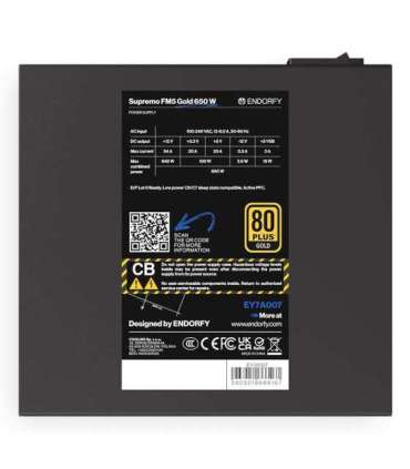 Power Supply|ENDORFY|EY7A007|650 Watts|Efficiency 80 PLUS GOLD|MTBF 100000 hours|EY7A007