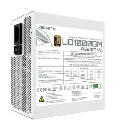 Power Supply|GIGABYTE|UD1000GM PG5 ICE|ATX 3.1|1000 Watts|Efficiency 80 PLUS GOLD|PFC Active|MTBF 100000 hours|GP-UD1000GMPG5