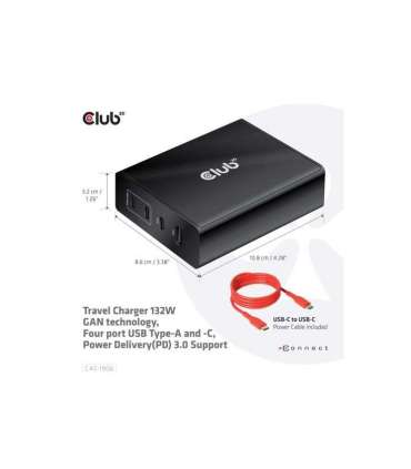 MOBILE TRAVEL CHARGER USB-C/132W GAN CAC-1906 CLUB3D