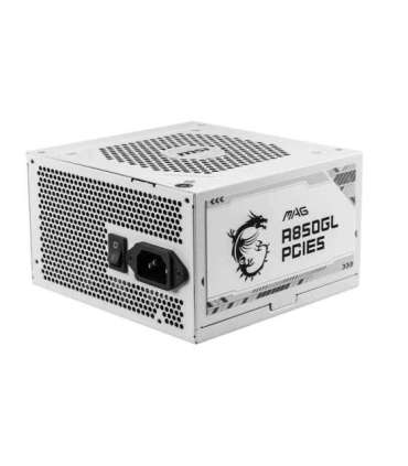 Power Supply|MSI|850 Watts|Efficiency 80 PLUS GOLD|PFC Active|MAGA850GLPCIE5WHITE