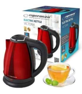 Electric kettle Victoria 1,8L stainless steel Esperanza, red