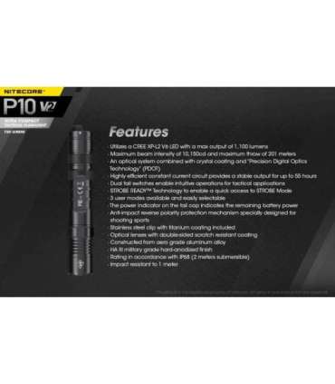 FLASHLIGHT PRECISE SERIES/1100 LUMENS P10 V2 NITECORE