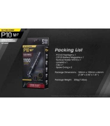 FLASHLIGHT PRECISE SERIES/1100 LUMENS P10 V2 NITECORE