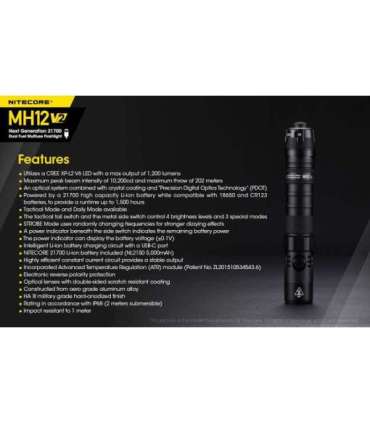 FLASHLIGHT MH SERIES/1200 LUMENS MH12 V2 NITECORE