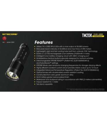 FLASHLIGHT TINY MONSTER SERIES/20000 LUMENS TM20K NITECORE