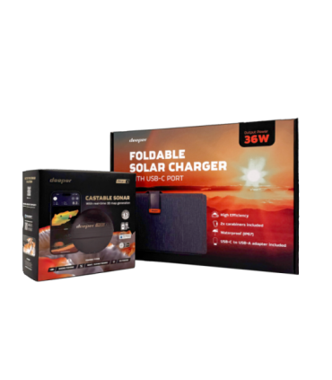 Deeper CHIRP+3 sonar +36W foldable solar charger power bundle