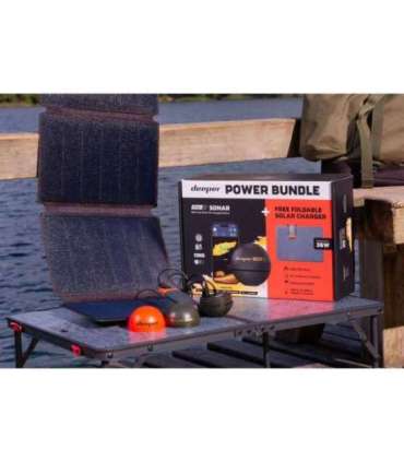 Deeper CHIRP+3 sonar +36W foldable solar charger power bundle