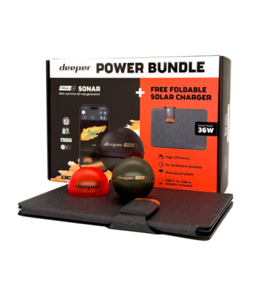 Deeper CHIRP+3 sonar +36W foldable solar charger power bundle