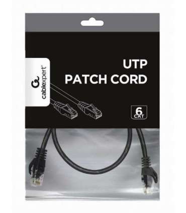 PATCH CABLE CAT6 UTP 0.25M/PP6U-0.25M/BK GEMBIRD
