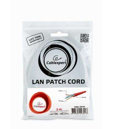PATCH CABLE CAT6 UTP 3M/RED PP6U-3M/R GEMBIRD