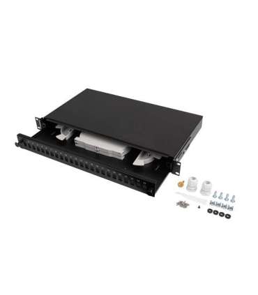 Lanberg Rackmount 19" 1U Fiber Patch panel 24xSC Simplex/24XLC Duplex Black + Accessories Lanberg