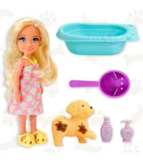 WOOPIE ROYAL Laleczka z Pieskiem Wanną i Akcesoriami Do Pielęgnacji Pupila