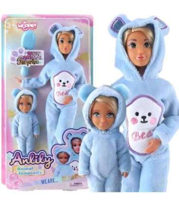 WOOPIE ROYAL Lalki Kombinezony Niebieskie Misie Zestaw 2szt.