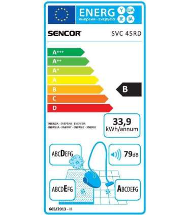 Tolmuimeja Sencor SVC45RD-EUE3, punane