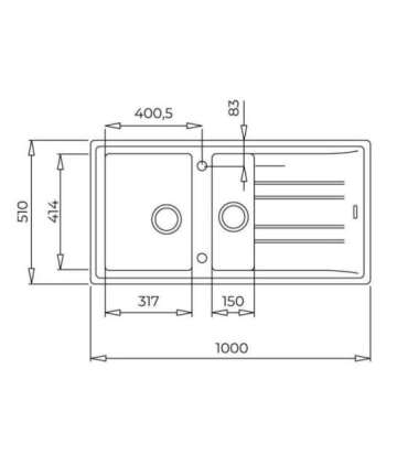 Valamu Teka Stone 60B TG must graniit